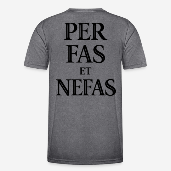 PER FAS ET NEFAS Regular T-Shirt in grau mit Rückendruck